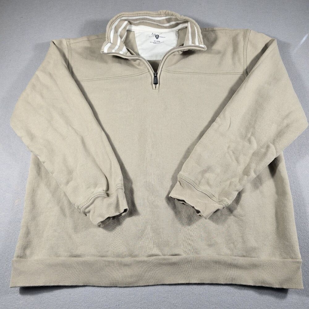 Arrow Quarter Zip Sweatshirt Mens 2XL Tan Mock Neck Cotton Blend Pullover PC-757